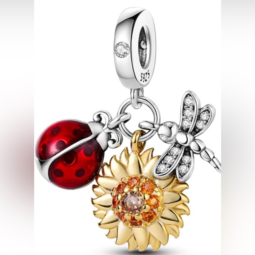 925 Sterling Silver Butterfly Firefly Flower Charm Bead for Charm Bracelet